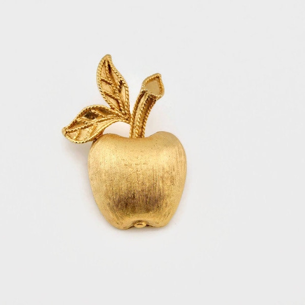 AVON Textured Gold tone APPLE Brooch/Pin.