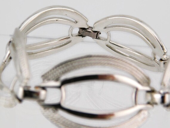 Vintage CORO Rhodium Plated Modernist Bracelet - image 7