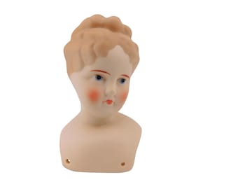 Vintage Porcelain hand Painted  Lady Head. 4.5 inches. Altered Art