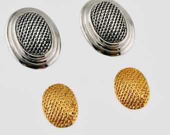 Vintage Oval Silver and Gold tone Changeable Clip on Earrings.