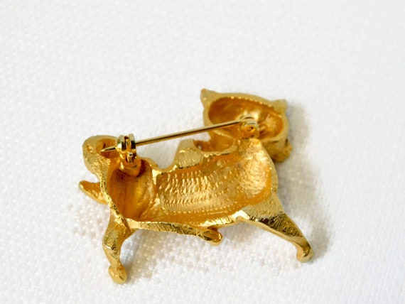 Vintage Textured Gold Plating CAT Brooch/Pin - image 7