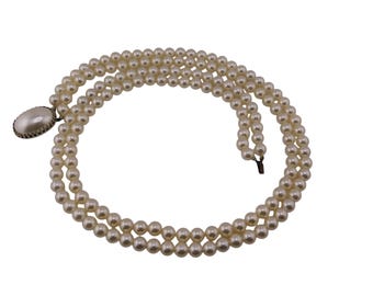 Vintage White Faux Pearls 2 Strand Necklace.