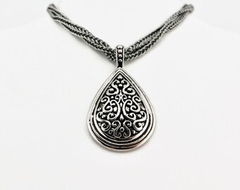 LIA SOPHIA Silver tone Multi Chain and Pendant Necklace.