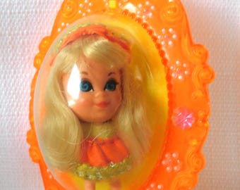 Vintage Laverne Liddle Kiddle Lucky Locket 1966 Mattel Doll in Locket w/ Stand