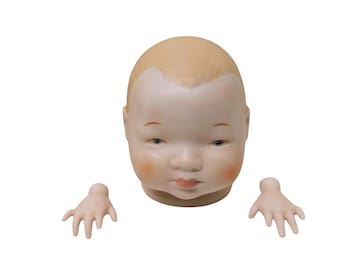 Vintage Bye-Lo-Baby  Porcelain Kit. Head, Hands, Pattern in Box. Japan