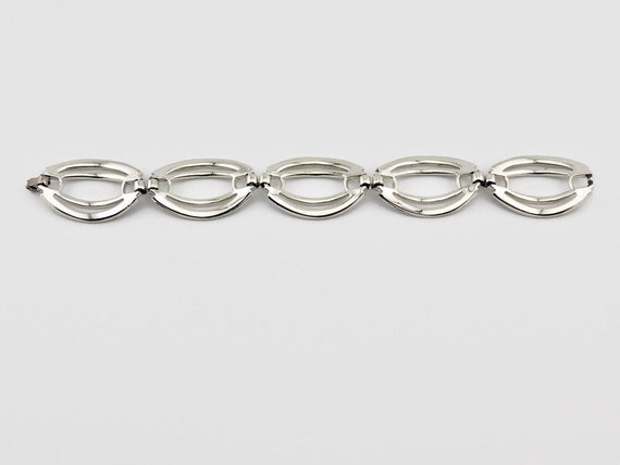 Vintage CORO Rhodium Plated Modernist Bracelet - image 10