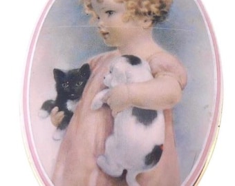 Vintage Friendly Enemies. Bessie Pease Gutman Litho Tin Can.