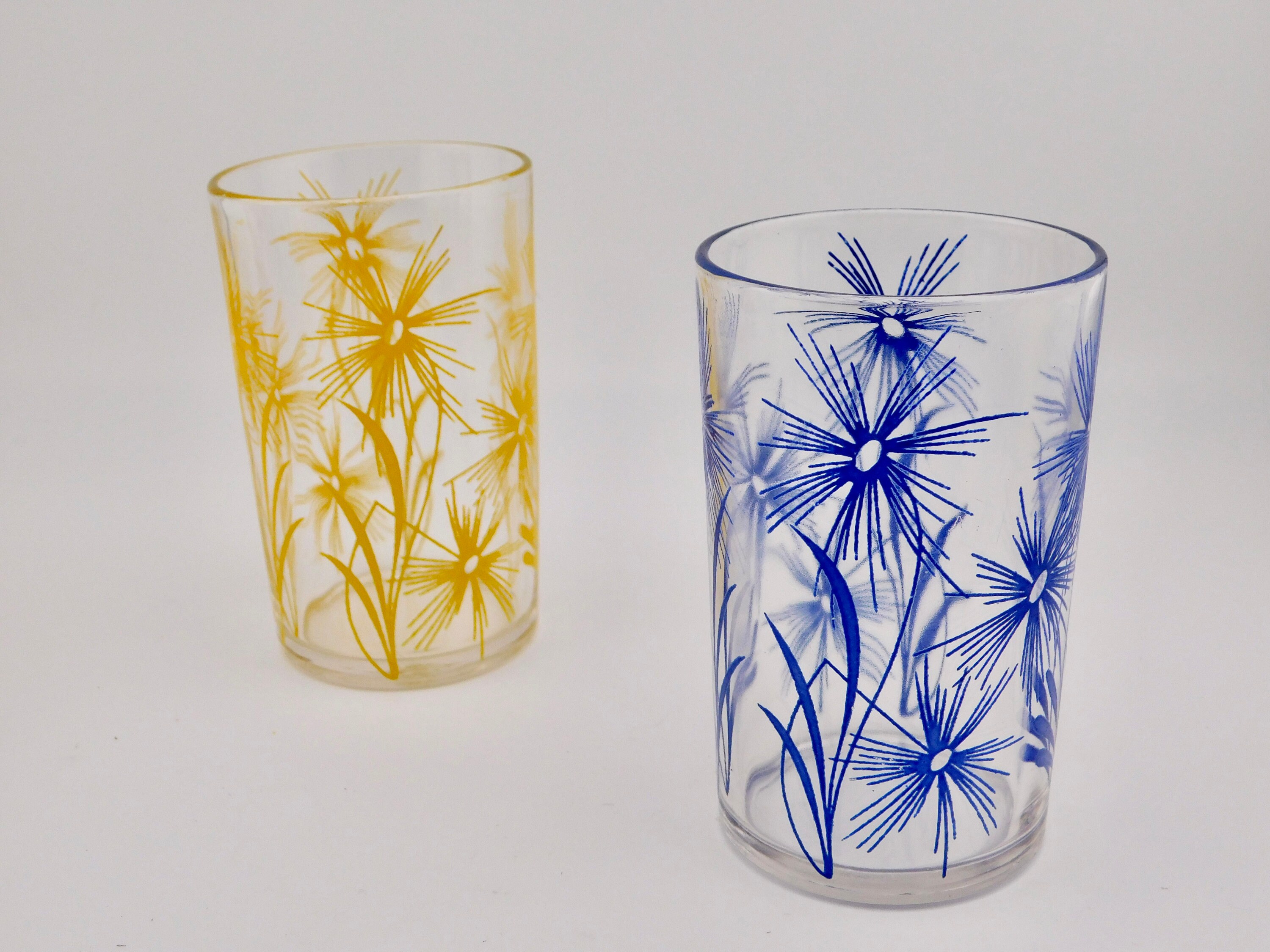 Vintage Cornflower Swanky Swigs Juice Glasses. Set of 4. Kraft Cheese