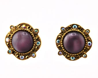 1928 Jewelry co Gold Plating Lavender Moon Glow Earrings.