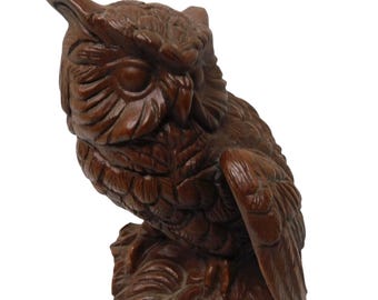 Vintage RED MILLS Handcrafted Owl Figurine. 1980s Owl