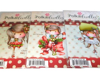 Polkadoodles Rubber Stamp, Christmas Fairy Winnie, Cardmaking Scrapbooking