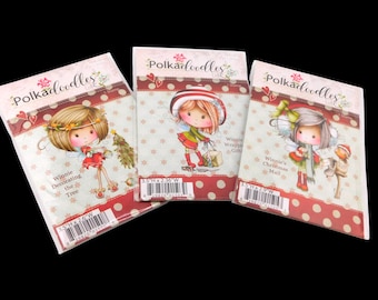 Polkadoodles Winnie Christmas Rubber Stamp, Scrapbooking Card Making