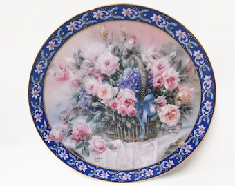 Vintage Limited Edition "ROSES" Lena Liu's Basket Bouquets Collection Decorative Plate.