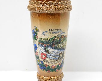 Vintage Rheinfall Switzerland Original King Half Liter Beer Stein. Austria