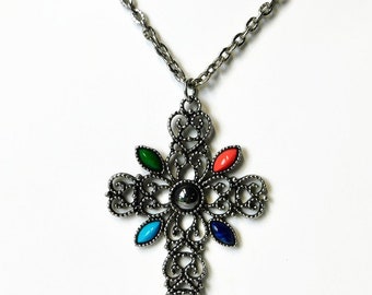 1972 AVON Romanesque Cross Pendant  Necklace.