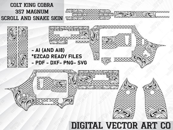 Colt King Cobra 357 Magnum Scroll and Snake Skin Svg Laser Cut