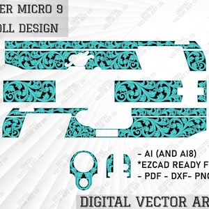 Kimber Micro 9 Scroll Design.kimber patterns,svg kimber,svg,laser engraved,engraving files,engraving design,laser cut files,laser SVG,scroll
