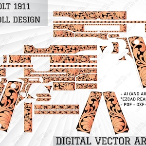 Colt 1911 laser engraving Vector Design