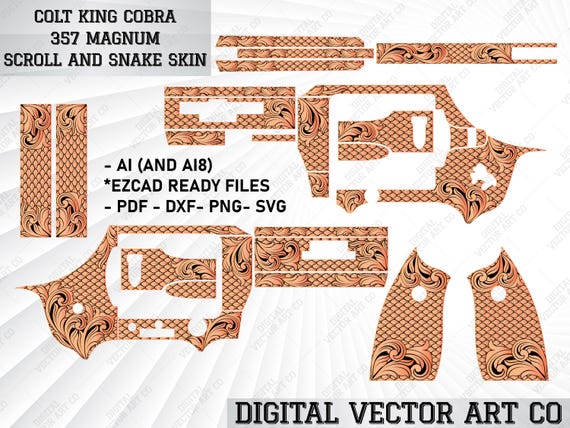 Colt King Cobra 357 Magnum Scroll and Snake Skin Svg Laser Cut
