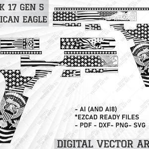 Glock 17 Gen 5 American Eagle,fiber laser engraving files.american svg theme art,glock svg file,engraving patterns,metal work