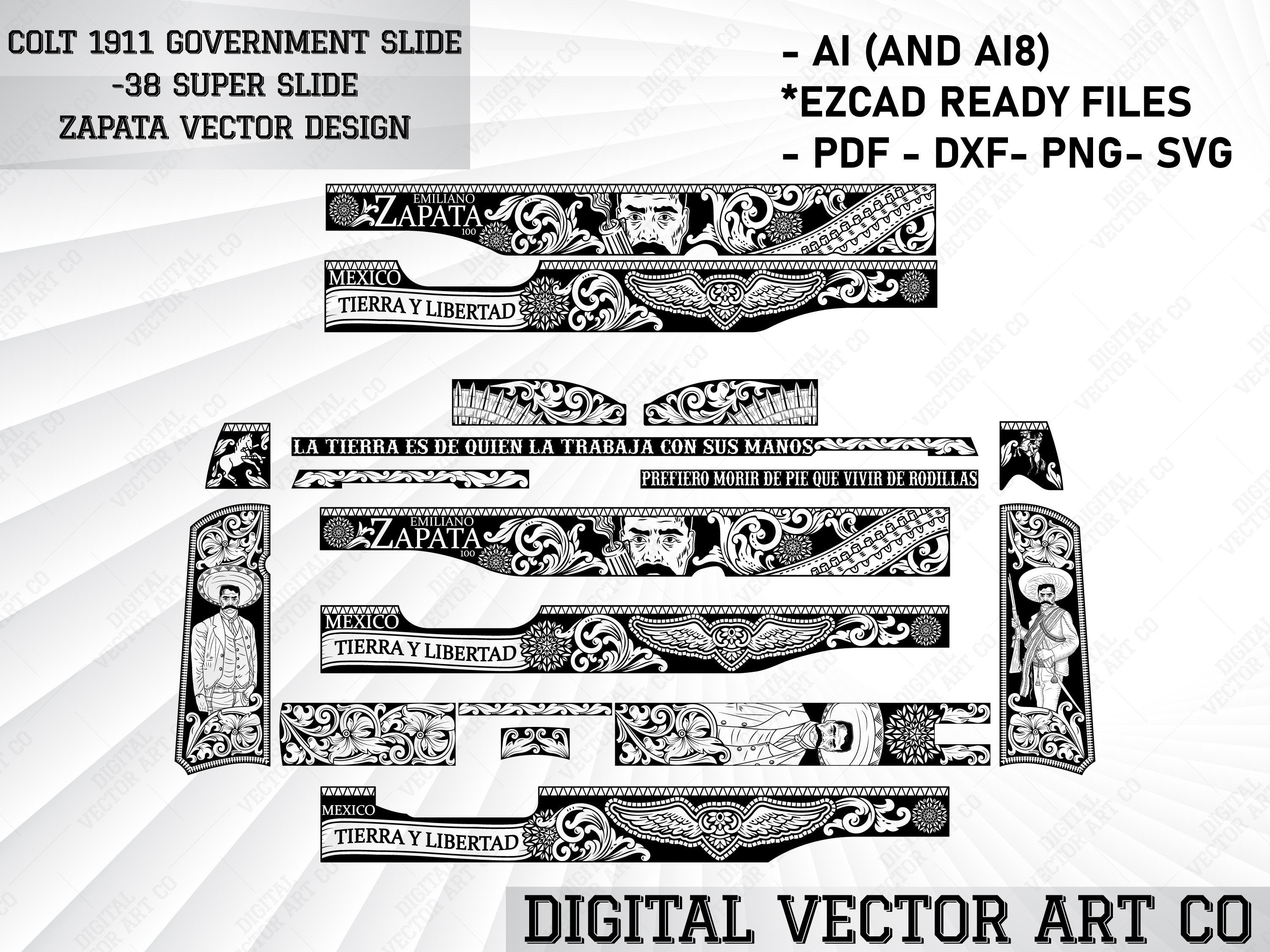 Colt 1911 Government, 38 Super Zapata Scrollwork Laser Engraving