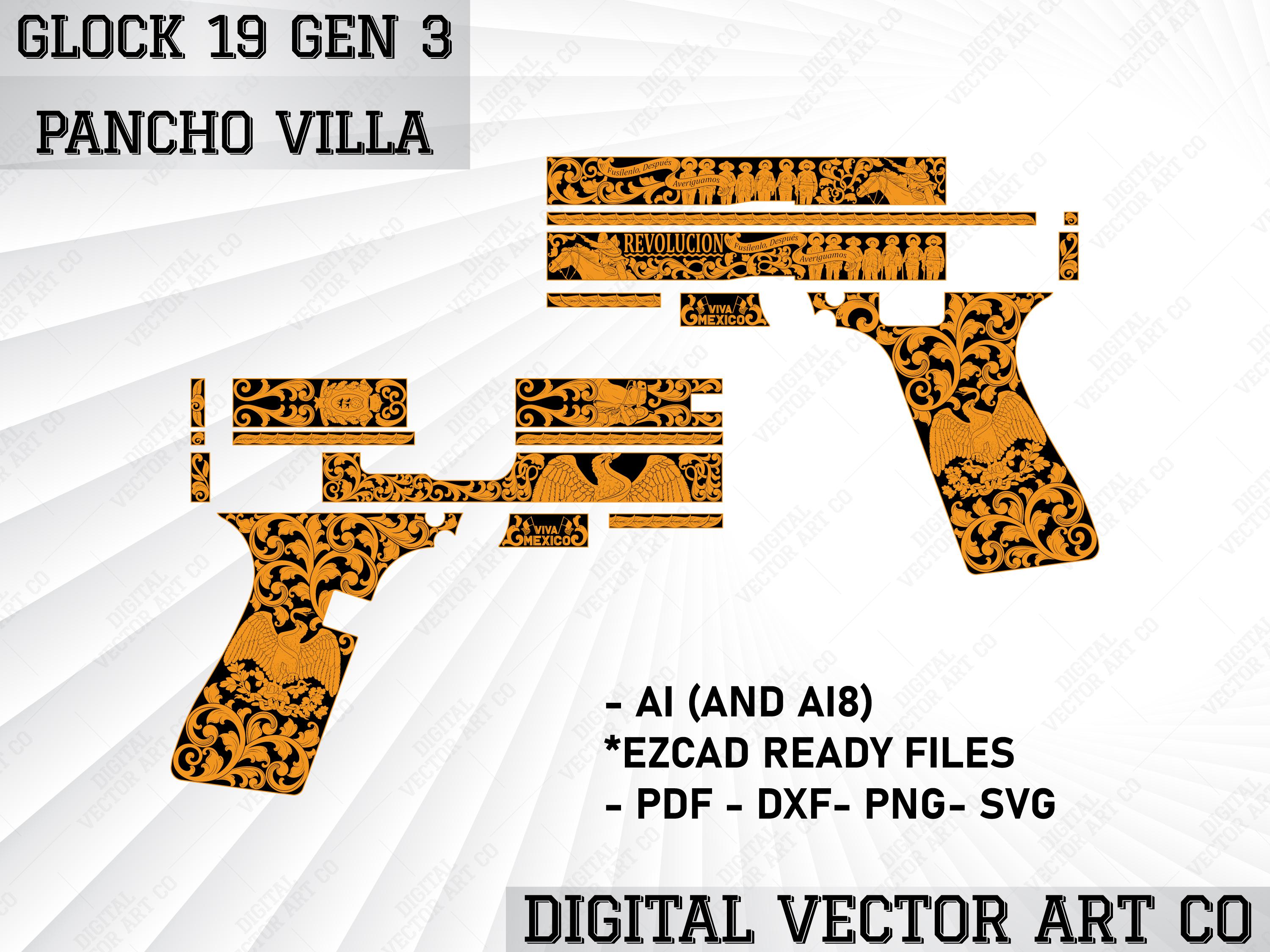 Gun Inlay Svg 9mm Pistol SVG, Tactical Gun Vector, Laser Engraving Template, Pancho ...