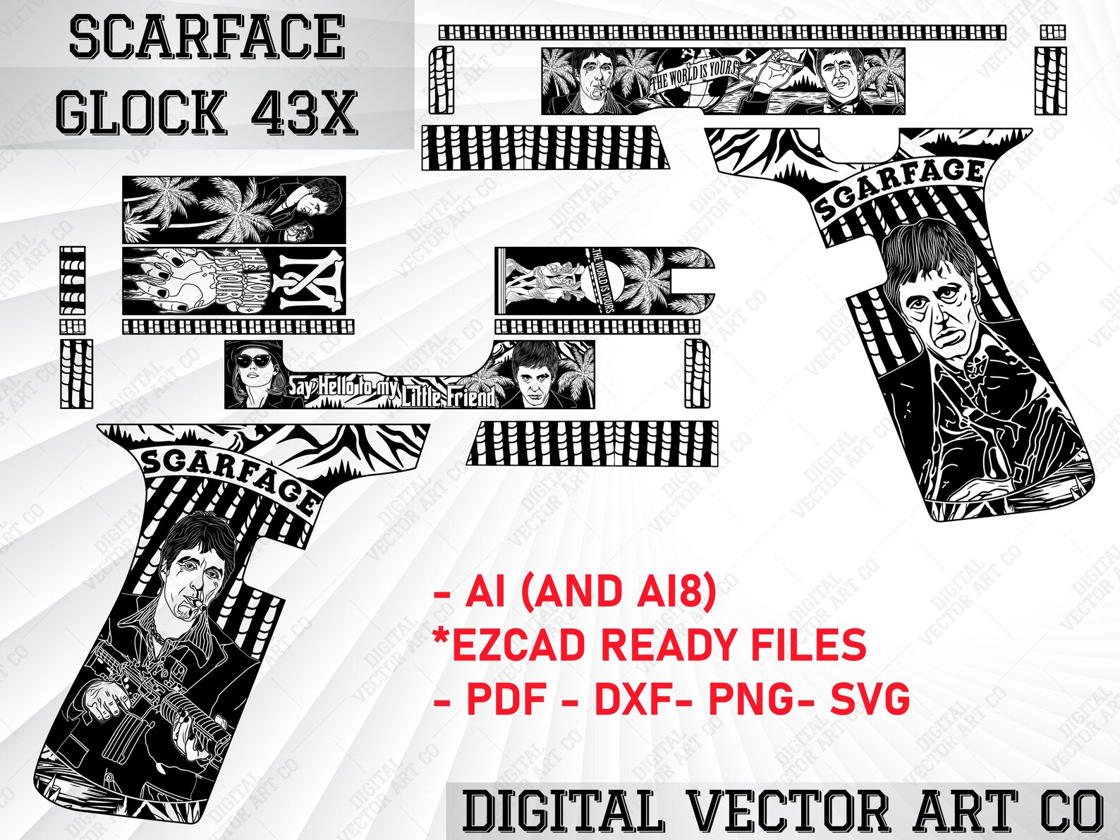 Special Custom Design Scarface Glock 43x | Custom Gun Engraving ...