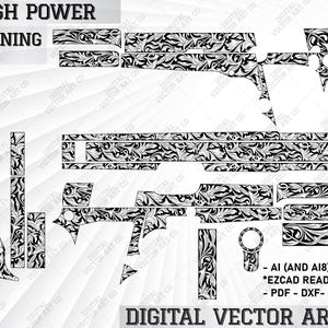 Browning High Power Scroll Design. Ornamentaler, Browning-mönster, mönster stippling, laserskärningsfiler, fiberlaser, metallkonst svg.