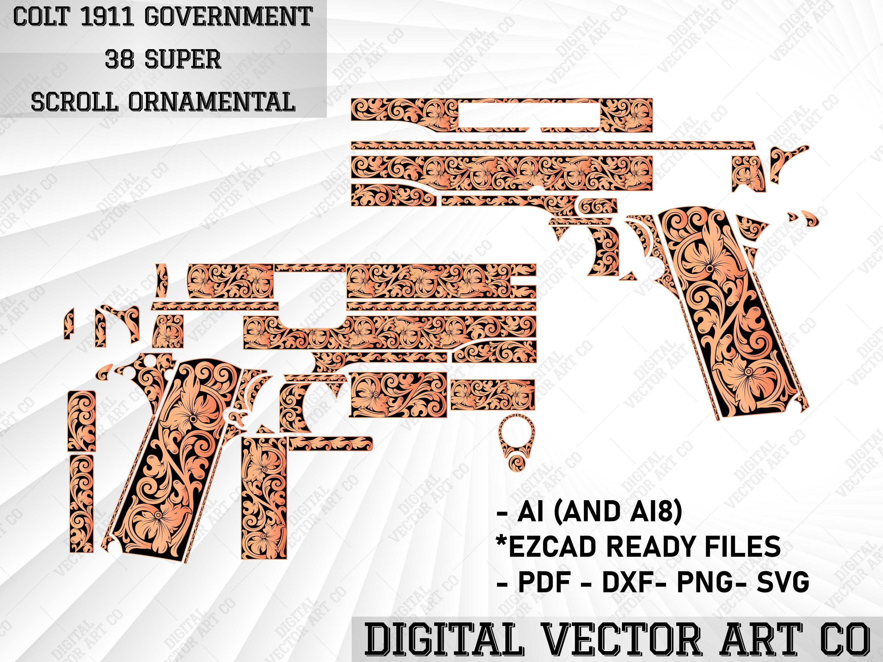 Colt 1911 Government 38 Super Scroll Ornamental Vector Design - Etsy