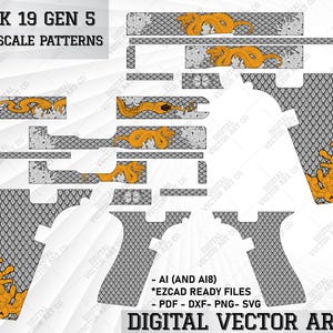 Glock 19 gen 5 Snake Scale Patterns | Snake Skin Vector | Engraving Glock 19 | Svg Glock | Floral vector Design | Customs Glock Art