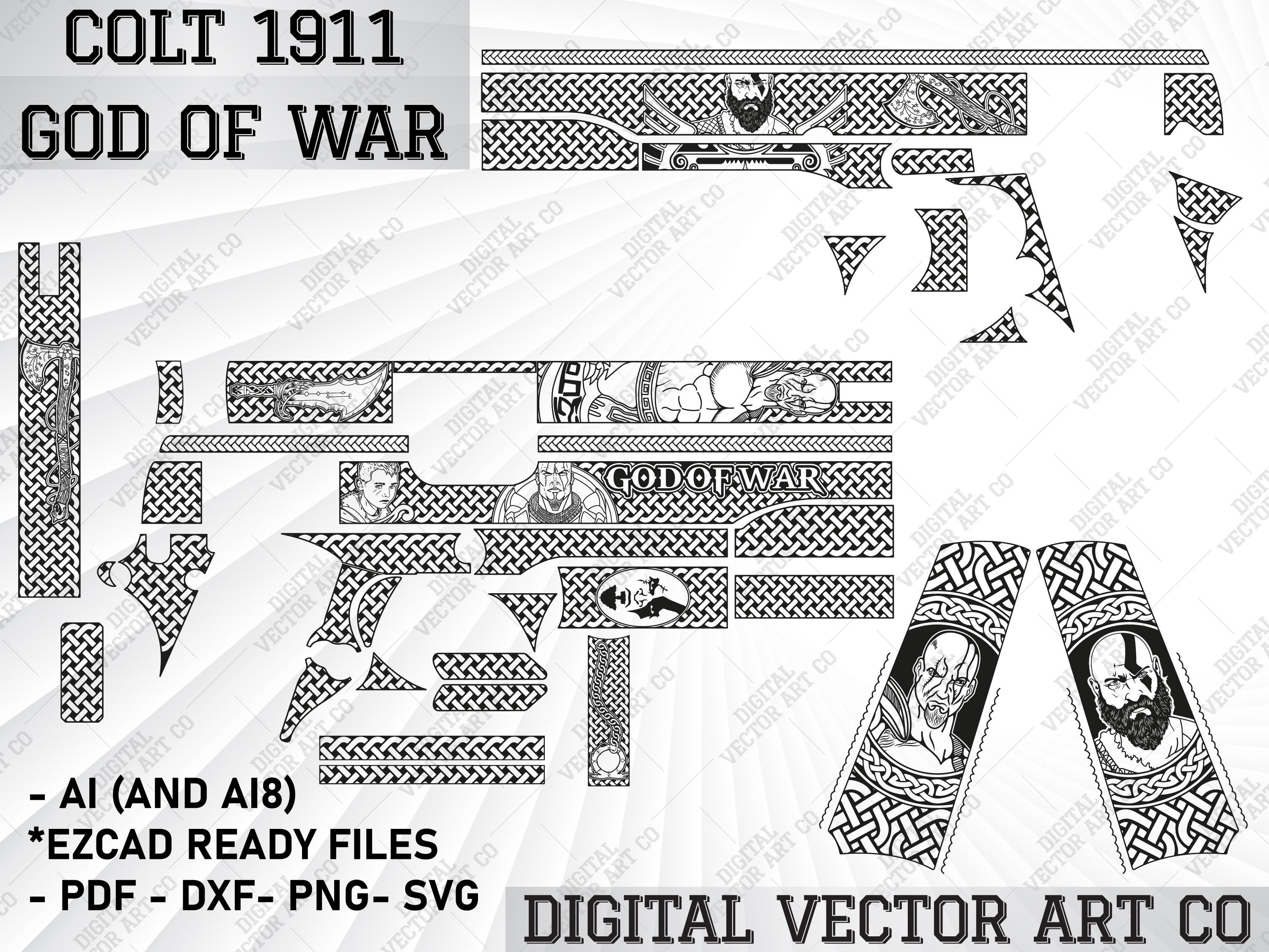 豊ファミリー様オーダー専用ページ Svg Templates, Colt 1911 God of War Theme.1911 Fiber Laser Art