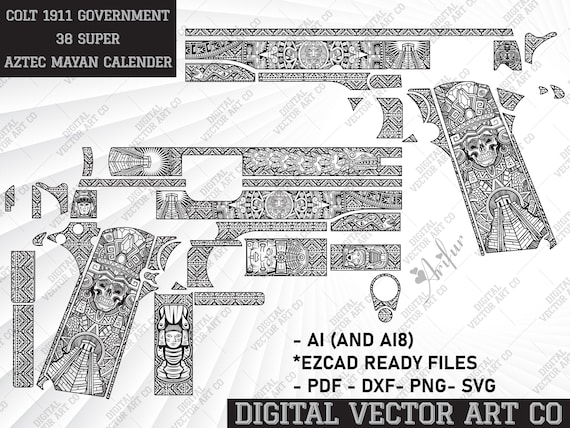 Engraving Firearm Colt 1911 Government 38 Super Aztec Mayan
