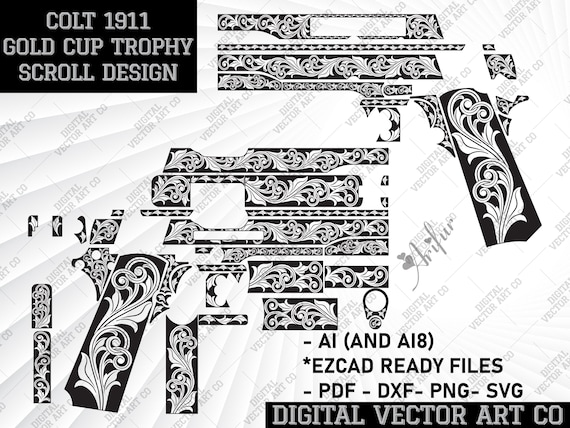 Colt 1911 Gold Cup Trophy Scroll Design.firearms,goldcup,colt1911