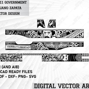 Colt 1911 Government Zapata Scrollwork Vector Design