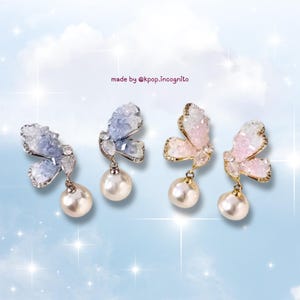 Butterfly Earrings - Kpop Svt Jewelry Rose Quartz and Serenity