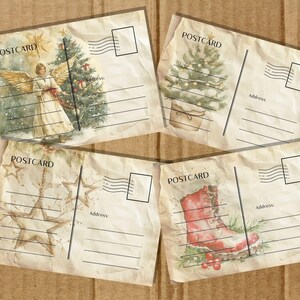 Digitale Vintage-Weihnachtspostkarten, druckbare Weihnachten, Weihnachts-Junk-Journaling-Kit, Weihnachtspapierkarten herunterladen