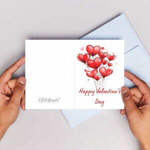 Happy Valentine's Day Card - DIGITAL Download - Printable Valentine's Card Featuring Colorful Heart Balloons - Printable Valentine's Card