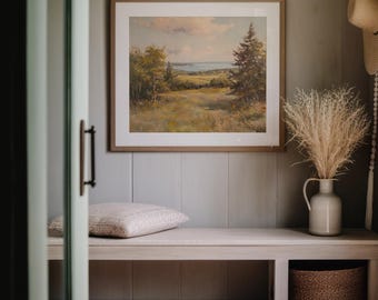 Frühlingslandschaft an der Küste: Druckbare impressionistische Landschaft - Digital Sea Nature Download