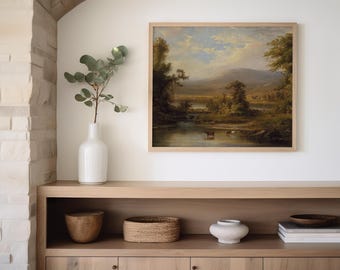 Landscape with Cows Printable Wall Art | Robert S. Duncanson Artwork | Hudson River School Print Vintage Pastoral Download Decor