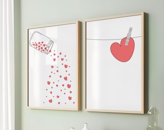 Minimalistische Drucke am Valentinstag: Wandbild im Liebeslook (Digitaler Download)