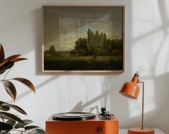 Eine von Bäumen gesäumte Wiese | Vintage Landschaftsdruck Kunstwerk Klassische Wohnkultur Museumsqualität Rousseau