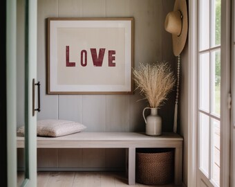 Minimalistische Liebe Letterpress Kunstdruck: Rustikale Typografie Digitaler Download für romantische Wohnkultur