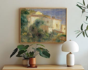 Maison de la Poste, Cagnes Printable Wall Art | Renoir Impressionist Print Vintage French Village European Landscape Download