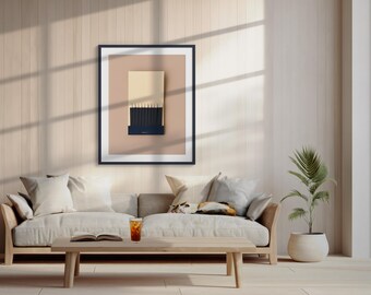 Minimalistische Streichholz-Wandkunst: Vintage-inspirierte druckbare Retro-Bar-Dekor, moderne grafische Illustration