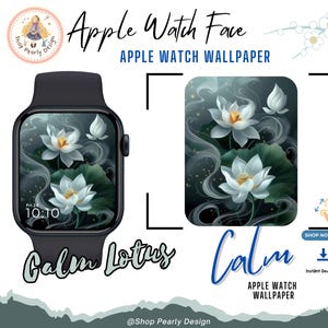 Kalm Lotus Apple Watch Face Wallpaper | Minimale elegante smartwatch-achtergrond | Digitale download