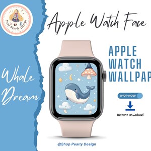 Quadrante Apple Watch Whale Dream – Set di sfondi fantasy oceanici / 2 JPG ad alta risoluzione / Download digitale