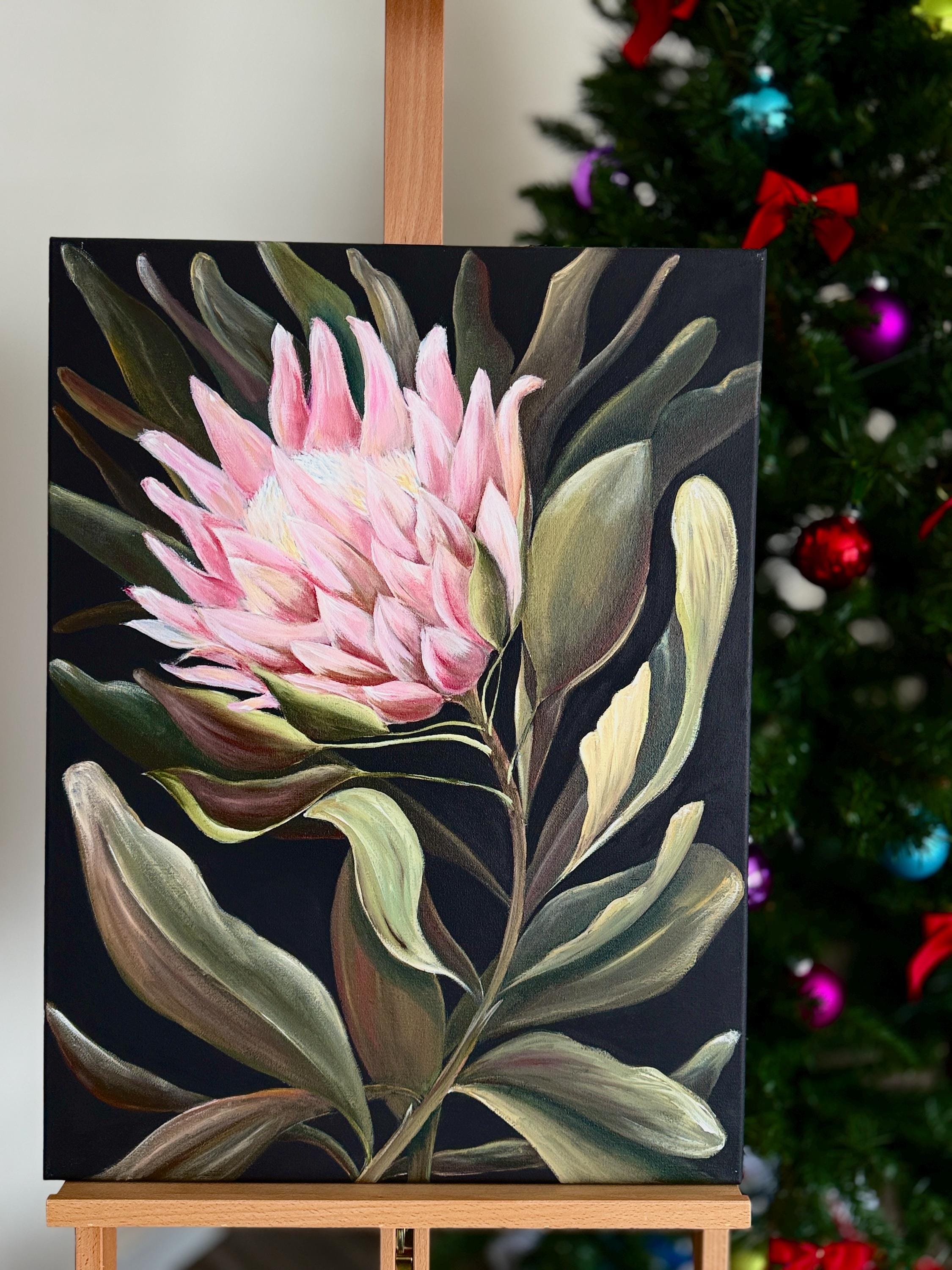 protea-flower-painting-acrylic-painting-wall-art-exotic-flower-painting