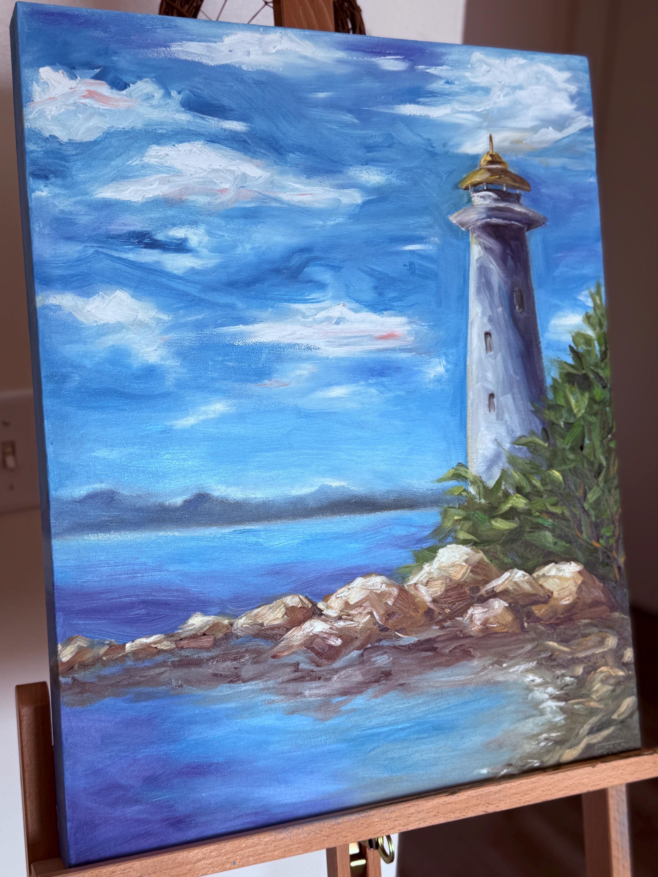 灯台の絵 夕焼けの絵 海の絵 海景の絵 子供部屋の壁に描いた絵 - Etsy 日本