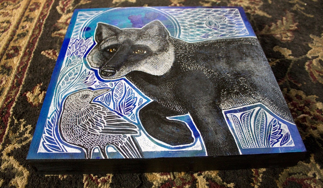 Original Silver Fox Painting by Lynnette Shelley | Etsy