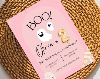 Invitación para fiesta de cumpleaños de Halloween, temática de fantasmas (descarga digital)